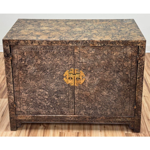 Mid-Century Modern Vintage Henredon Faux Tortoise Shell Finish Server Cabinet For Sale - Image 3 of 16