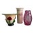 Set of Vintage Vases - Pink Glass, Floral Ceramic & Applied-Flower Glass For Sale