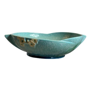 Vintage 1948 Roseville Pottery Wincraft Blue Console Bowl For Sale