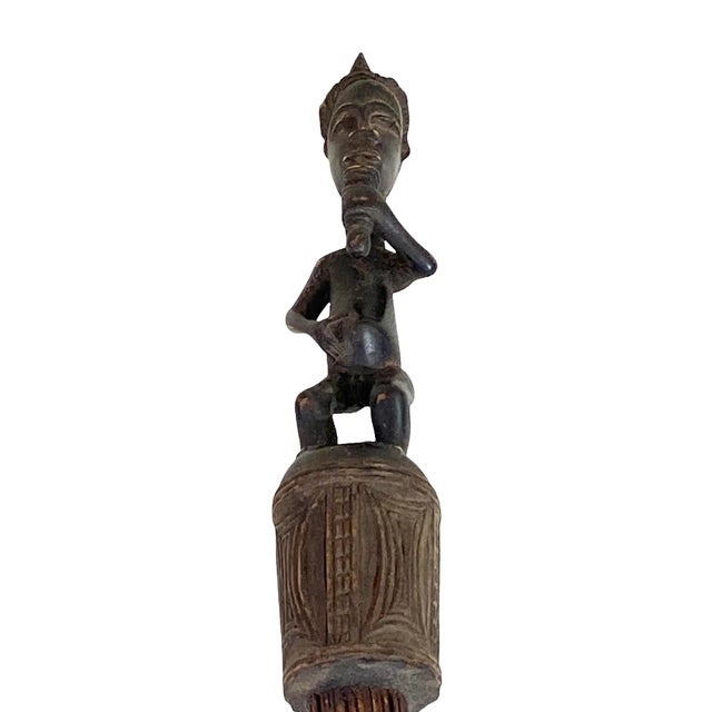 Vintage African Ceremonial Baule Wall Hanging Broom W/ Male Figure 29" H For Sale - Image 10 of 12