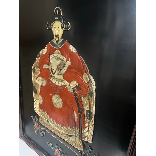 Pair of 1980s Large Chinese Carved Hardstone Emperor & Empress Portraits For Sale - Image 12 of 12