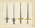 19th-Century Hand-Coloured Lithograph of Ornate Medieval and Renaissance Swords : This elegant hand-coloured lithograph...