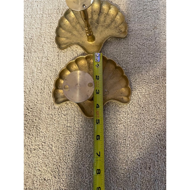 1990s Set of 2 Solid Vintage Brass Sea Shell Curtain Tiebacks For Sale - Image 5 of 7