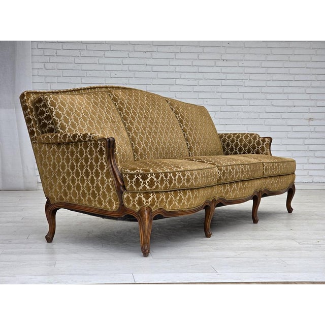 1950s Vintage Danish Three-Seater Sofa in Furniture Velour, 1950s For Sale - Image 5 of 18
