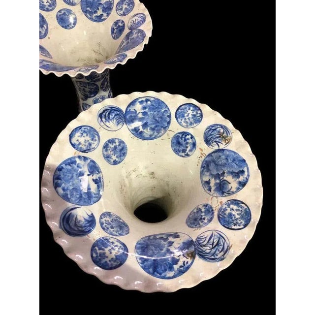 Large Japanese Decorative Blue and White Porcelain Vases, Set of 2 For Sale - Image 11 of 14