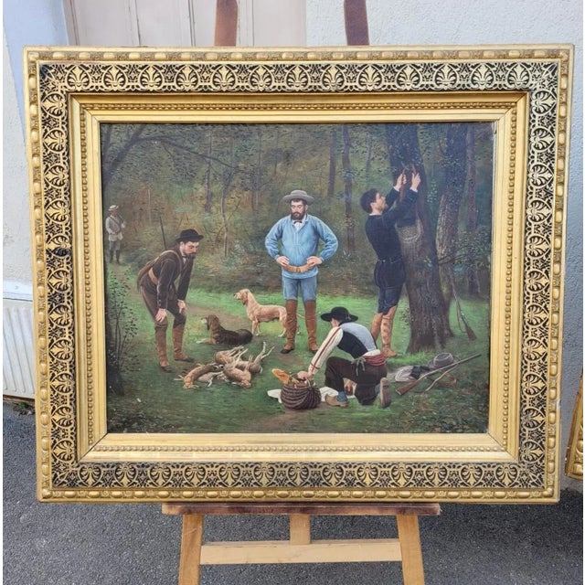 F Brillaud, Hunting Scenes, 19th Century, Oil Paintings on Canvas, Set of 2 For Sale - Image 16 of 18