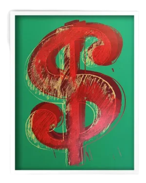 Sunday B. Morning after Andy Warhol, Dollar Green, Silkscreen Print, Framed