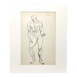 Vintage Male Erotica, Pencil on Paper Figure Study by Artist Harold Haydon