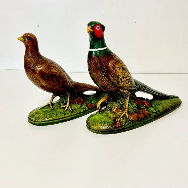 1973 Boho Chic Americana Folk Art Ceramic Pheasants - A Pair, Thanksgiving For Sale - Image 9 of 16