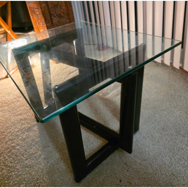 Postmodern DIA/Milo Baughman-Style Glass Enameled Interlocking "Picture Frame" Table, Late 70s/Early 80s For Sale - Image 3 of 7