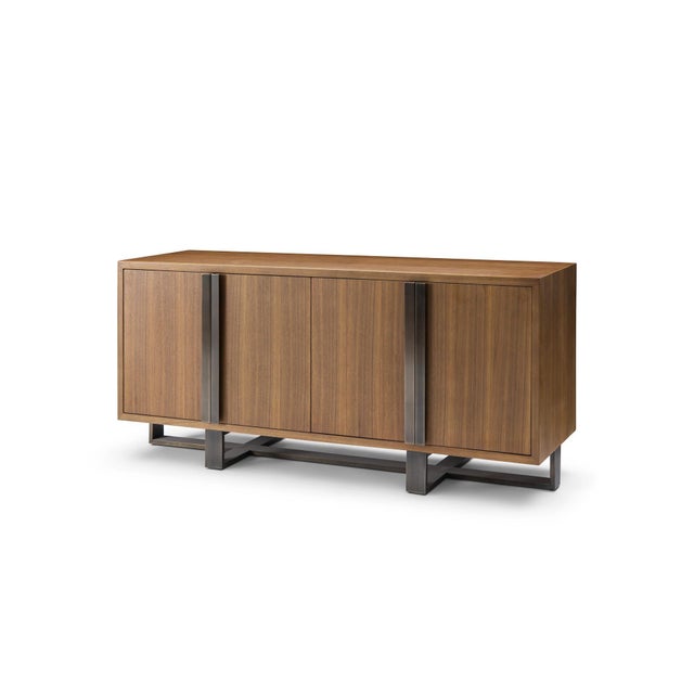 Modern Modern Greg Sheres Style Walnut and Bronze Buffet – “Valencia" For Sale - Image 3 of 6