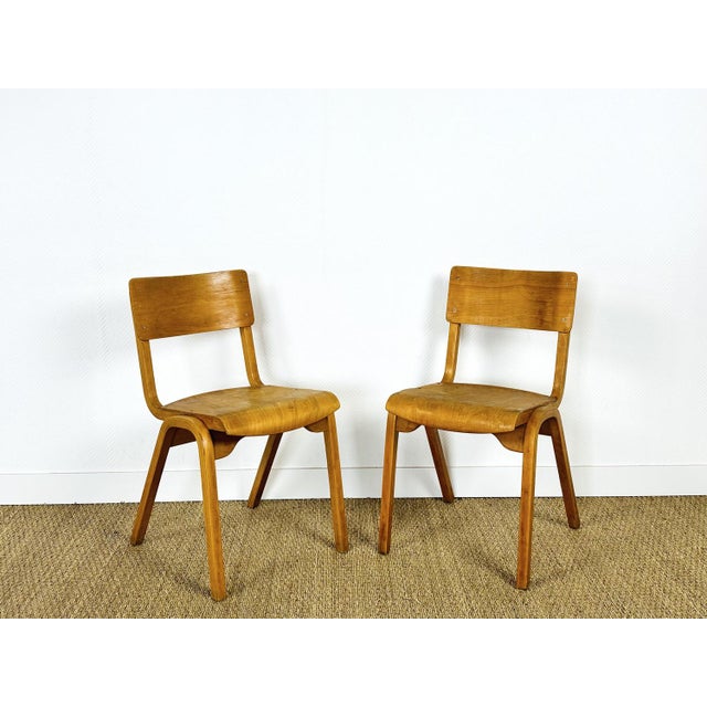 Set of Vintage School Chairs in Beech, 1960 For Sale - Image 4 of 16