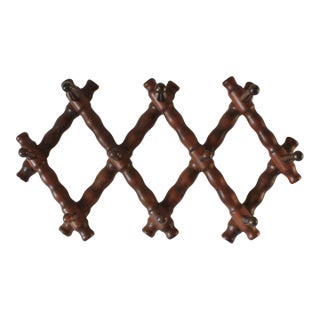 Vintage Expandable Accordion Wooden Hat or Coat Wall Rack For Sale