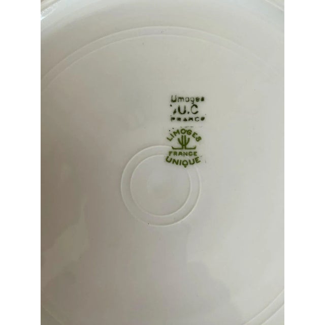 1929 Vintage Union Céramique Limoges 7 Pieces Serving Set with Roses, Blue Band, Yellow Laurel, Gold Rim For Sale - Image 11 of 11