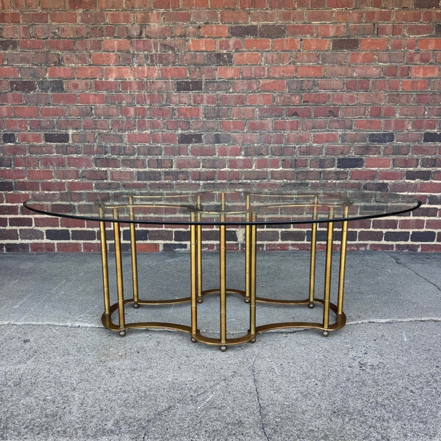 Metal Mastercraft 1970s Brass and Glass Racetrack Dining Set For Sale - Image 7 of 12