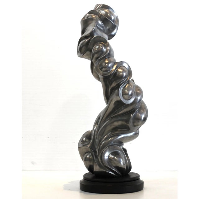 2010s 26 Inches Tall Abstract Original Sculpture by Jacob Burmood - Cold Cast Aluminum Artwork "Fluctuation" For Sale - Image 5 of 13