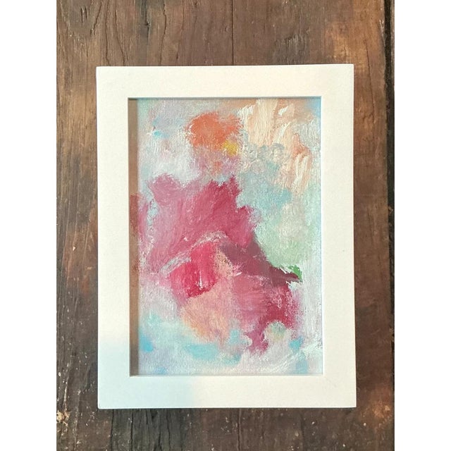Mid-Century Modern Vintage Abstract Expressionist Painting on Board For Sale - Image 3 of 12
