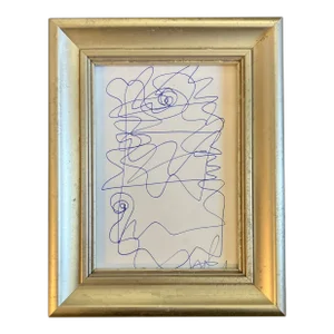 1980s Original Wayne Cunningham Abstract Pen and Ink Drawing