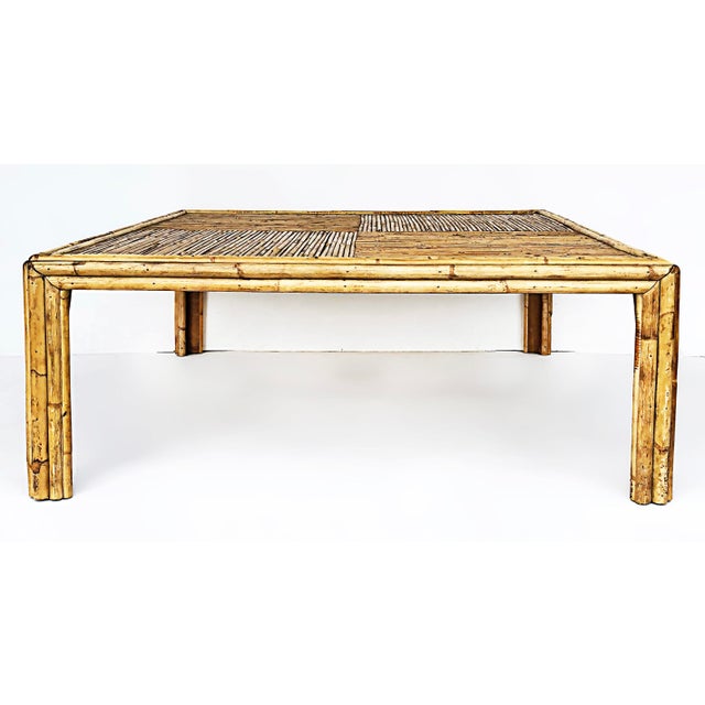 Tan Vintage Bamboo Coffee Table, Manner of Gabriella Crespi For Sale - Image 8 of 8