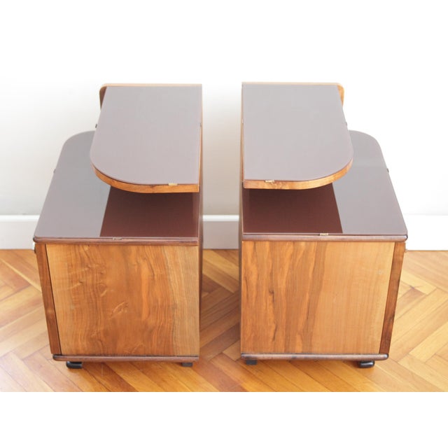 Art Deco Bedside Tables by Jindrich Halabala for Up Zavody, 1940s, Set of 2 For Sale - Image 4 of 18