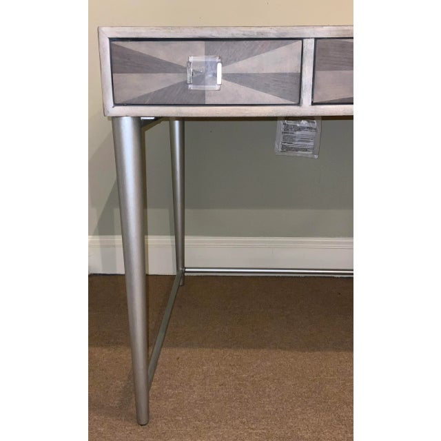 Contemporary Organic Modern Greige and Gray Wood Writing Desk For Sale - Image 3 of 9