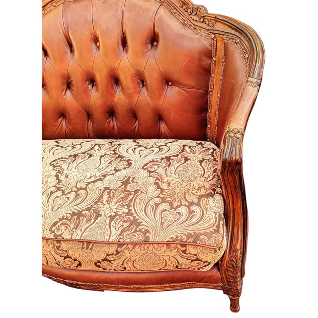 Brown Discover the Allure of a Bygone Era With This Exquisite Vintage Settee by Christina Ferrare For Sale - Image 8 of 11