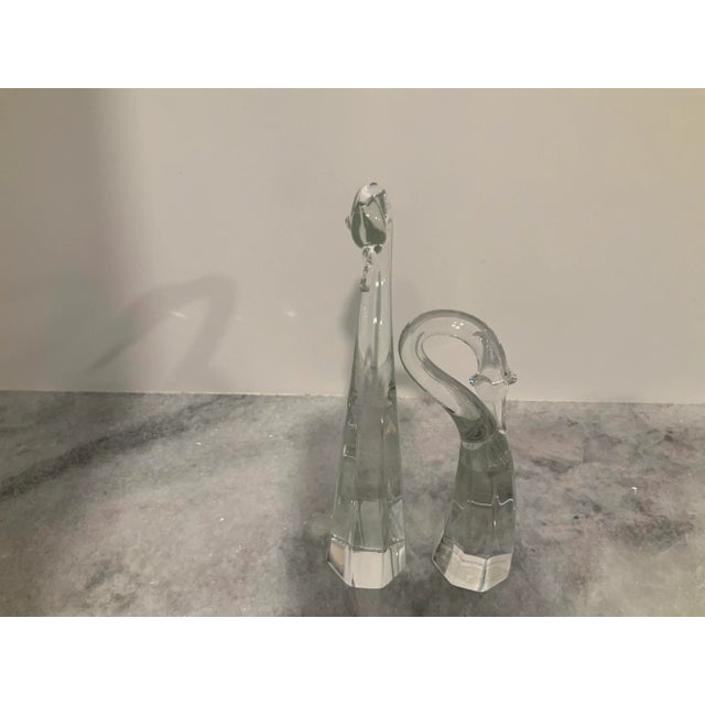 Late 20th Century Vintage Shannon Crystal Stylized Swan Figurines- a Pair For Sale - Image 5 of 8