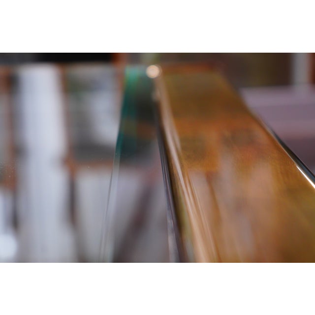 1970s 1970s Square Hollywood Regency Brass and Glass Coffee Table by Widdicomb For Sale - Image 5 of 11