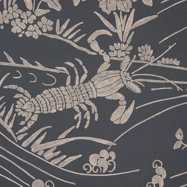 Japanese Schumacher Sea Garden Wallpaper in Charcoal - 10 Yards For Sale - Image 3 of 7