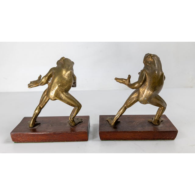 20th Century Pair of Brass Frog Form Decorative Figures or Bookends For Sale - Image 9 of 15