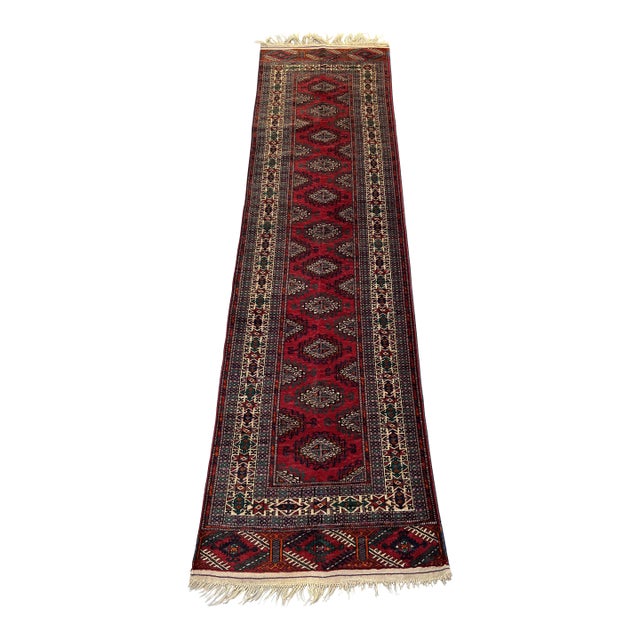 Yomut Turkmen Kepse Gul Single Column Runner - 2'8" X 12'0 For Sale