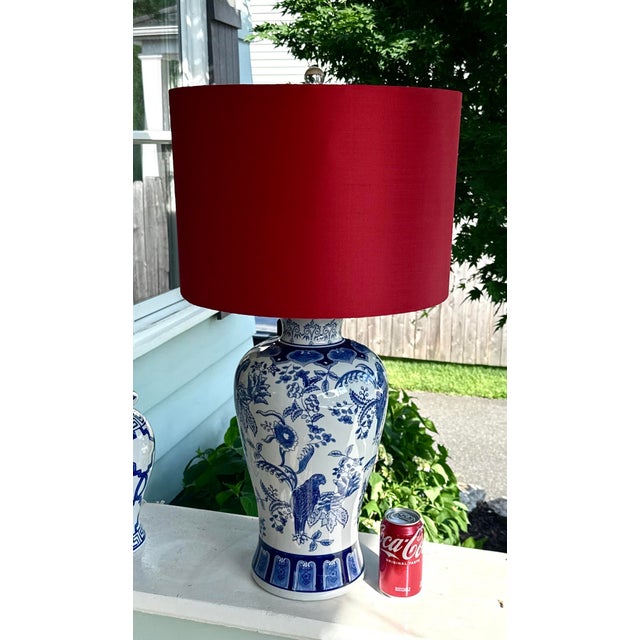 Chinoiserie Blue & White Ginger Jar Lamp - 32" For Sale - Image 3 of 8