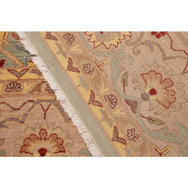Tan Classic Ziegler Green Tan Hand-Knotted Wool Rug - 10'0'' X 14'2'' For Sale - Image 8 of 8