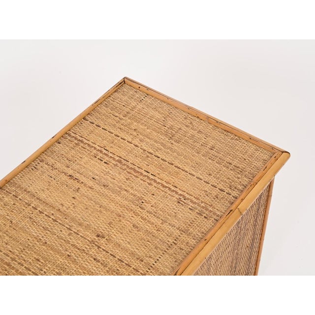 French Riviera Storage Chest in Bamboo and Wicker, Italy, 1970 For Sale - Image 9 of 15