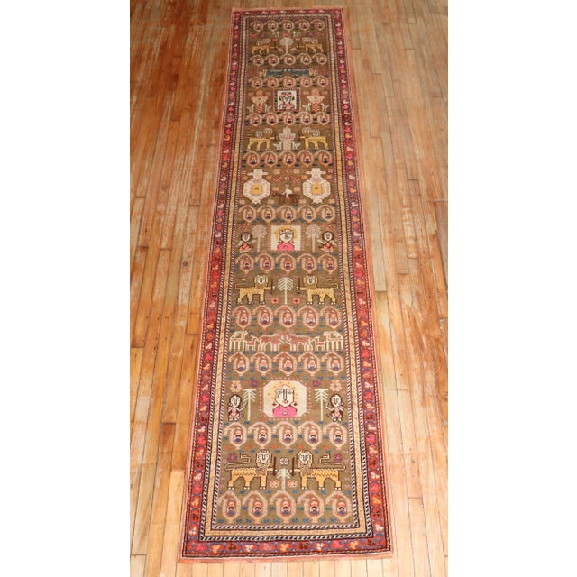 Early 20th Century Early 20th Century Zabihi Collection Lion Motif Persian Long Runner - 2'7" x 12'5" For Sale - Image 5 of 12