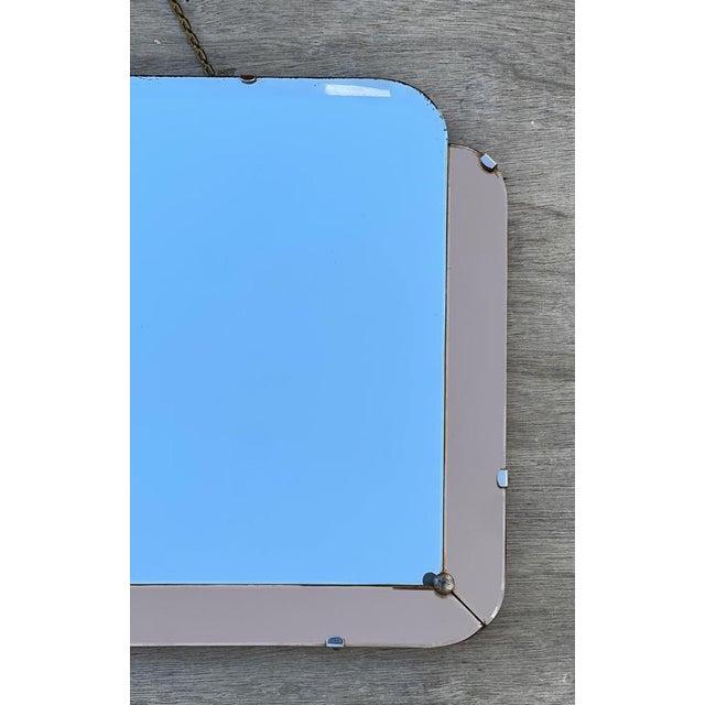 1930s Vintage Venetian Art Deco Peach Glass Bevelled Wall Mirror, 1930s For Sale - Image 5 of 18