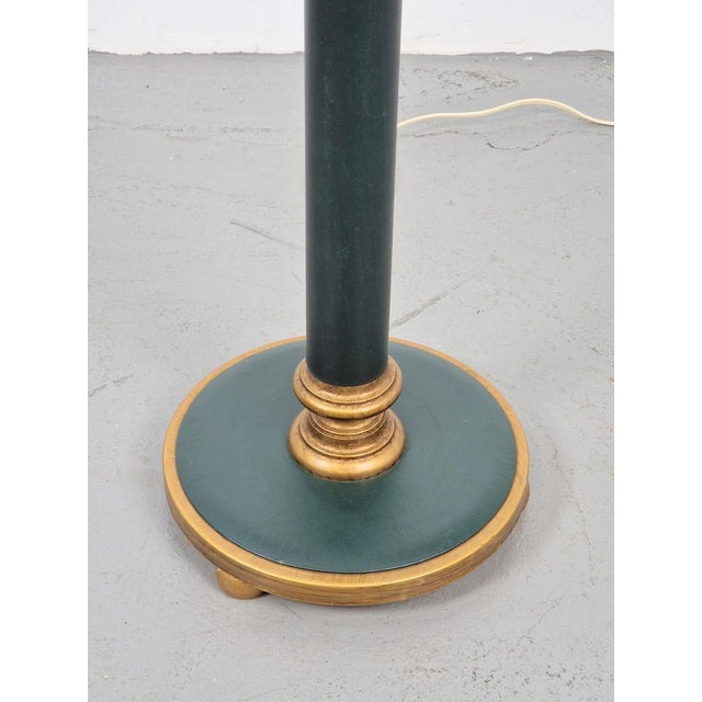 Vintage Neoclassic Green Leather Floor Lamp, 1930s For Sale - Image 10 of 18