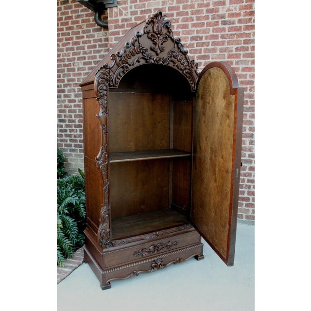Antique French Walnut Rococo Mirror Wardrobe Armoire Cabinet