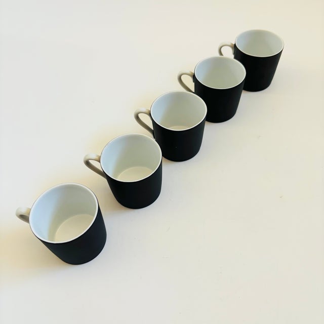 Mid-Century Modern Mid Century Porcelain Demitasse Mugs - Set of 5 - Black and White Glazes For Sale - Image 3 of 11
