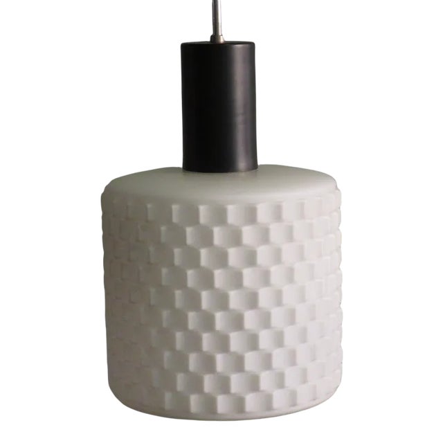 Art Deco Hanging Lamp with White Shade in Frosted Glass, 1930s For Sale