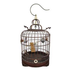 Very Sweet Chinese Wood Bird Cage Carved Tokens Pots & Porcelain Pots