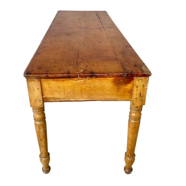Brown 19th Century Pine Farmhouse Work Table For Sale - Image 8 of 11