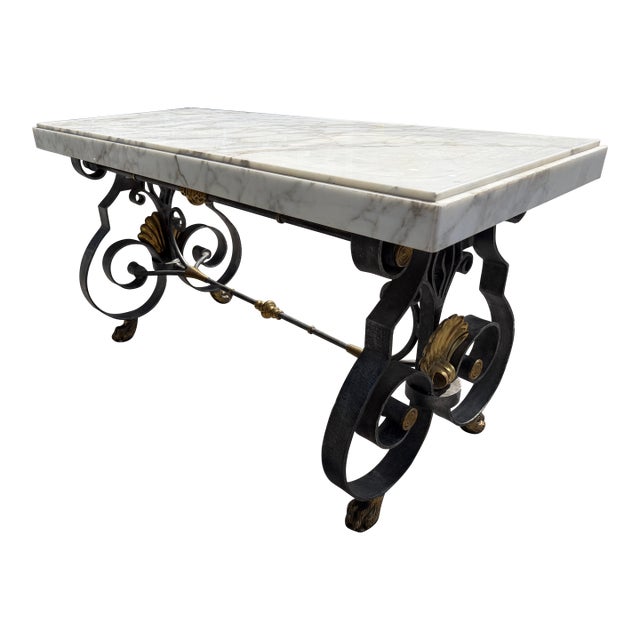 Large 19th Century French Cast Iron and Marble Butcher Shop or “Pastry Table” For Sale