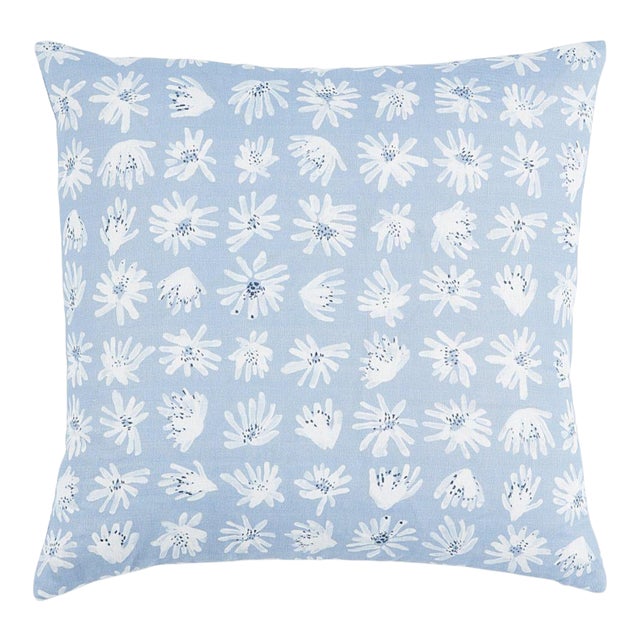Schumacher X Caroline Z Hurley Meadow Rock 18" Pillow in Blue For Sale