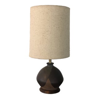 Vintage Mid-Century Large Flame Glaze Studio Pottery Lamp For Sale