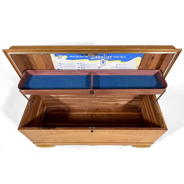 Wood Vintage Cavalier Waterfall Art Deco Flame Mahogany Cedar Blanket Chest For Sale - Image 7 of 11
