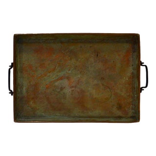 Oxidized Copper Antique Tray For Sale