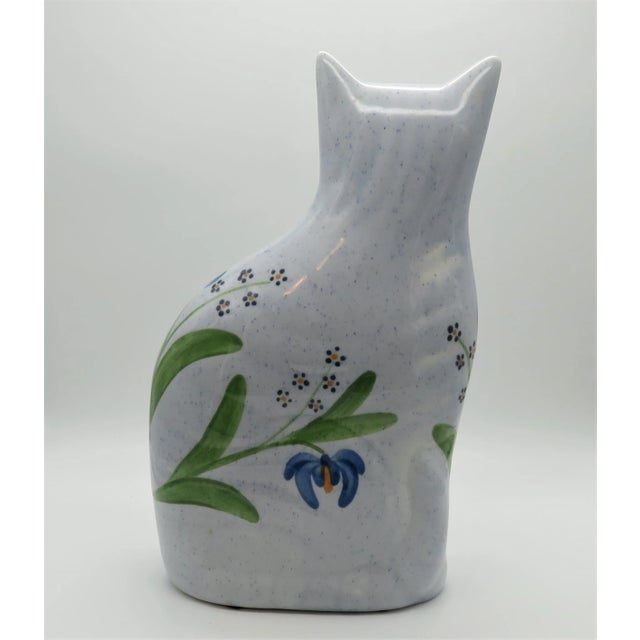 N. S. Gustin Folk Art Cat Figurine Hand-Painted Glazed Vintage Beautiful pre-owned condition. It's hand-painted and has a...