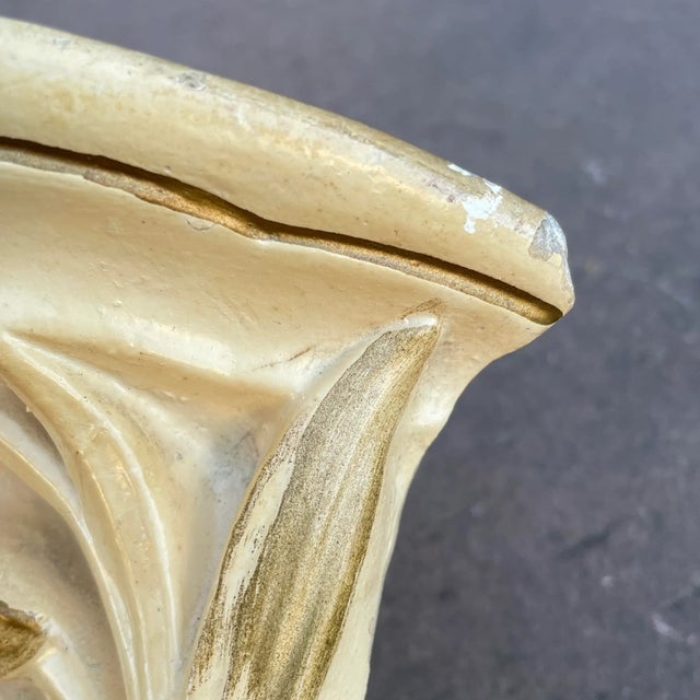 Vintage Early Chalkware Wall Hanging Shelf With Iris/Lily Motif For Sale - Image 9 of 12