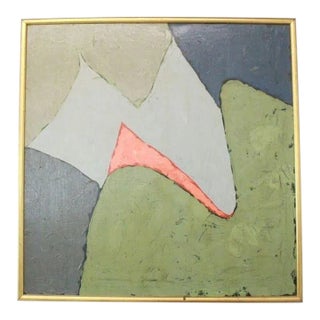 Abstract Painting Blues and Greens With Gold Frame For Sale